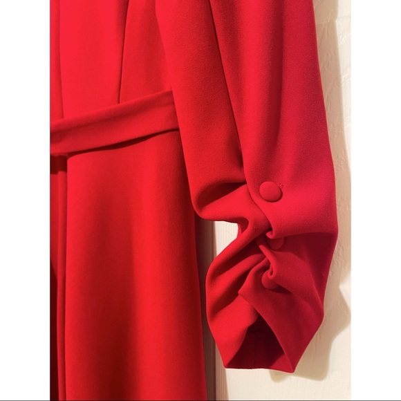 DKNY Red Wrap Midi Dress - Picture 3 of 8